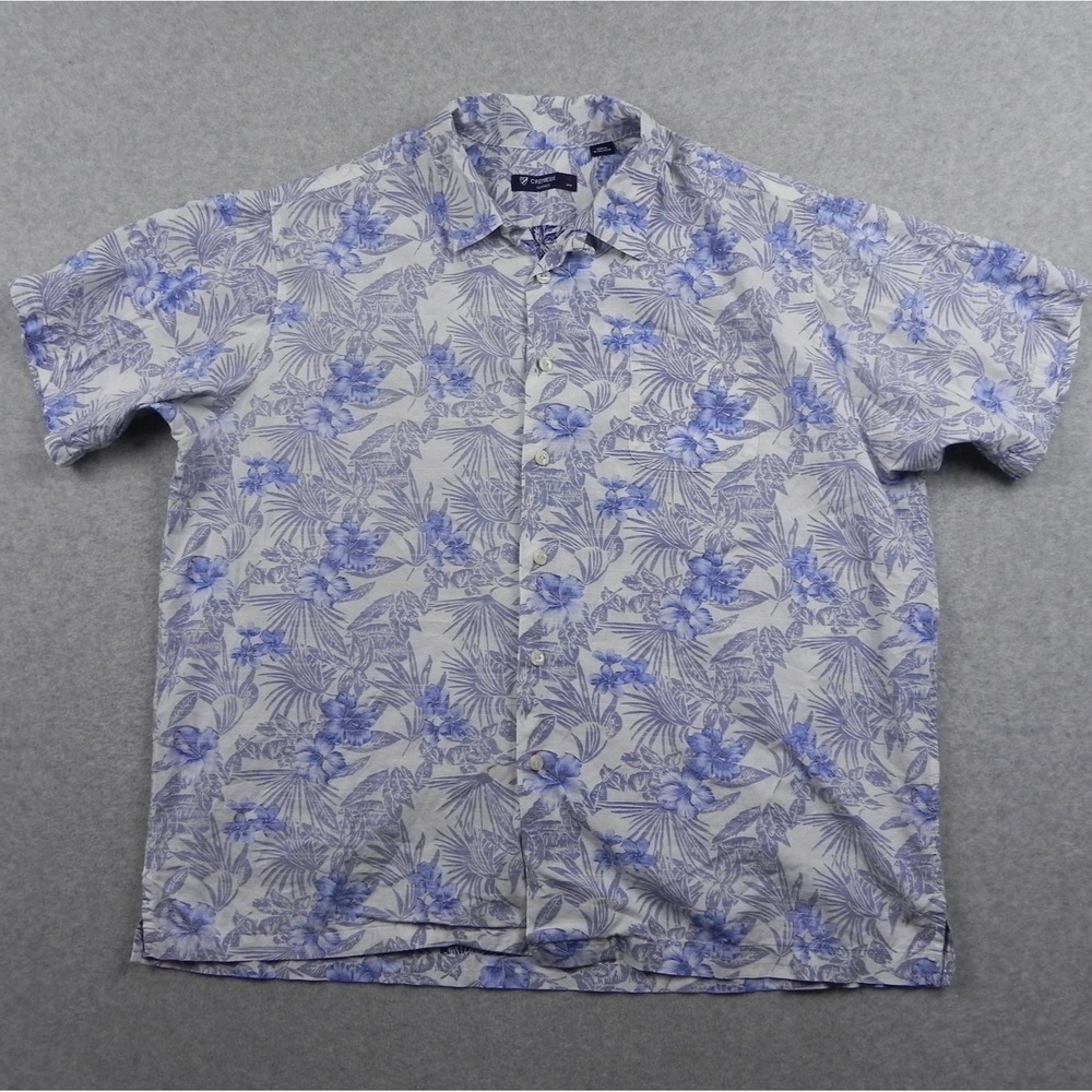 Cremieux Classics Shirt Mens XL Hawaiian Button Up Blue Floral Short Sleeve